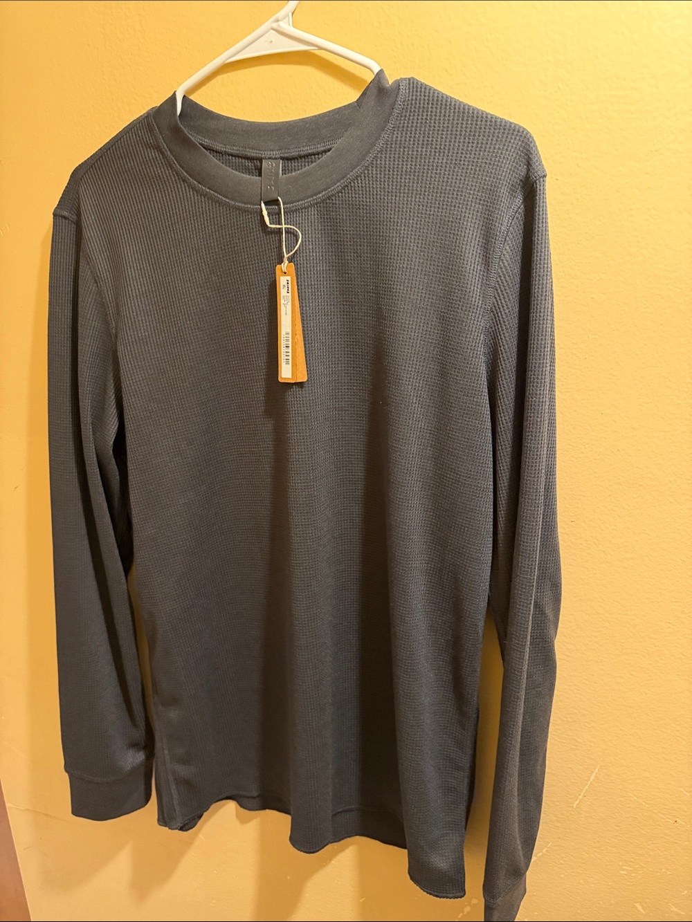 SKIMS Men's Long-Sleeve Waffle Crew in Slate Gray